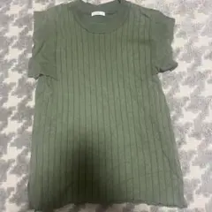 URBAN RESEARCH オリーブグリーン リブ編み 半袖トップス