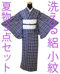 「値下げ交渉ＯＫ！」夏物 洗える ポリエステル 絽 小紋 セット Ｂ３４６