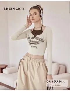 SHEIN MOD ロゴプリント長袖トップス S