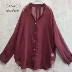 美品 ジーナシス【JEANASIS】バンドカラーシアーシャツ F ボルドー 長袖のサムネイル