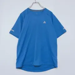 アディダス メッシュ半袖Tシャツ ロゴ入り ブルー　スポーツのサムネイル