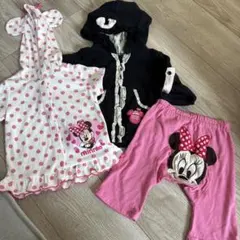 ミニーちゃんのセット　長袖半袖パーカー、パンツ9095 新品美品