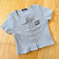 バイラビット　トップス　130cm グレー　リボン　リブ