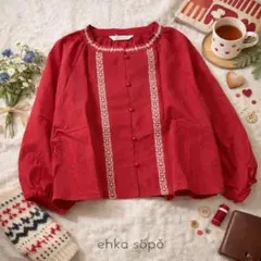 【新品未使用】ehka sopo 刺繍ブラウス ピンク F クロスステッチのサムネイル
