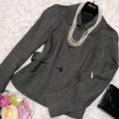 美品 M セオリー ウール混 ツイード ジャケット グレー 日本製 theory