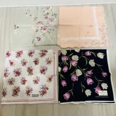 ハンカチ4点セットrenoma 花柄 ハンカチ グレー 約50cm x 50cm
