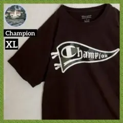 チャンピオンTシャツtシャツビッグロゴオーバーサイズスリーブ刺繍目玉ロゴブラウン