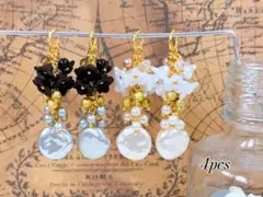 【395】オリジナルチャーム　ハンドメイド　コネクター　パール　シンプル　大人