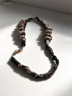 Ｄh ベロアリボンハンドメイド スマホショルダーストラップ ブロンズ×ブラック