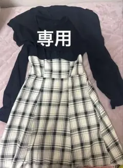 GRL ワンピース チェック柄ドッキングケープカラーワンピース