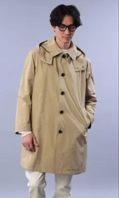 【美品・定価46200】タケオキクチ 耐久撥水 ステンカラーコート M フード付