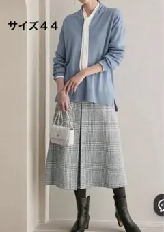 23区　ウーステッドウール 重ね襟Vネック ニット　大きいサイズ