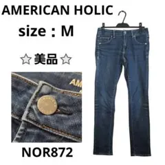 AMERICAN HOLIC スキニーデニム ローライズ M 濃青ストレッチ