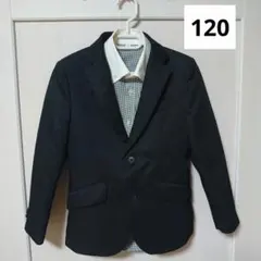 子供用ブラックスーツブレザーパンツズボン上下セットアップギンガムシャツ120cm