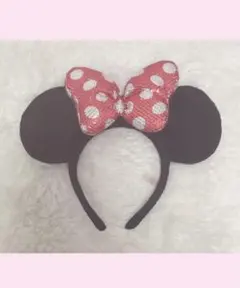 ミニーちゃん カチューシャ 赤 スパンコール