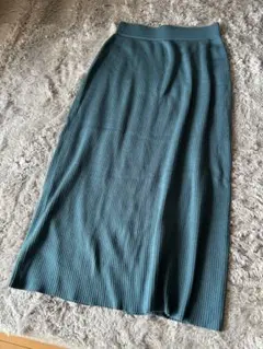 【お値下げしました】GU リブ編み ロングスカート グリーン