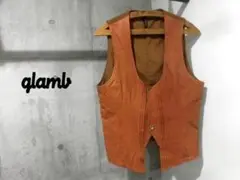 glamb グラム リネン × ラムレザー ベスト 1 本革 ウエスタン ジレ