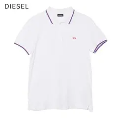 DIESEL ポロシャツ 白 ホワイト Dロゴ ラインデザイン Mのサムネイル