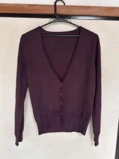 COMME CA ISM カーディガン M ワインレッド 薄手