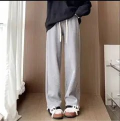 裏起毛ワイドパンツ グレーXL