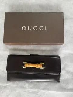GUCCI ダークブラウン 長財布 バンブー金具付きのサムネイル