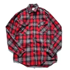 【90s】USA製 CODET チェック柄 長袖 ヘビーネルシャツ レッド M
