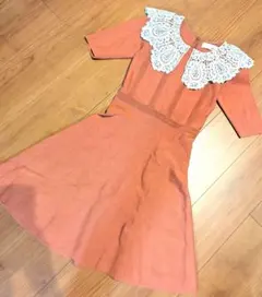 リリーブラウン Lily Brown ワンピース Aライン レース オレンジ