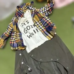 BREEZE チェック柄ロンパースセット 70