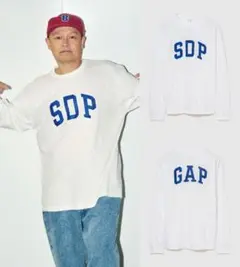 GAP x スチャダラパー アーチロゴ ロングスリーブTシャツ ロンT 白青