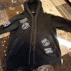 ヒステリックグラマー　スタッズ ワッペンパーカー 黒