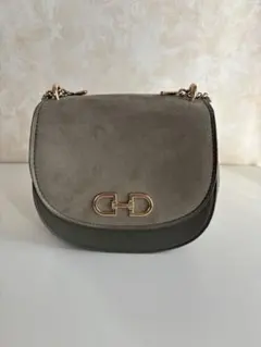 スエード グレー ショルダーバッグ