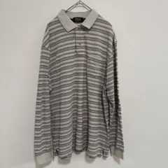 POLO BCS 長袖ポロシャツ LL グレージュ　ボーダー