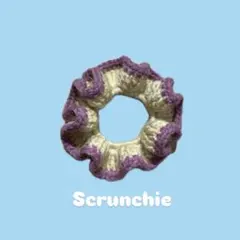 ハンドメイド　フリルシュシュ　編み物　ピンク×黄色