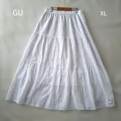 GU カットワークレース フレアロングスカート オフ白 XL 美品 未使用品のサムネイル
