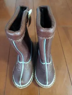 本革 子供用ブーツ 民族刺繍 モンゴル ハンドメイド レザー 現地購入