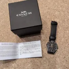 COACH ブラックレザー腕時計　電池切れのサムネイル