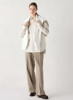 UNIQLO ブラッシュドジャージーワイドパンツ　丈長め ベージュ Lサイズ