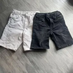 ZARAデニムハーフパンツ ホワイト ブラック 116センチ2点セット