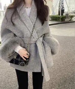【美品】ENEU バックギャザー　フェイクファーコート 美品】ENEU バックギャザー フェイクファーコート - メルカリ