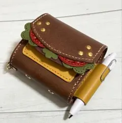 本革 ハンバーガーモチーフ M5 システム手帳 マイクロ5穴 ハンドメイド
