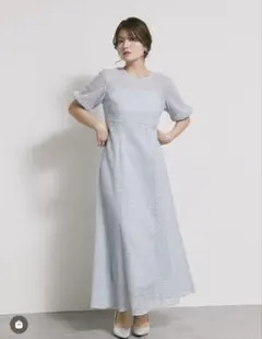 kaene スパンコールドレス S サックス Aラインドレス