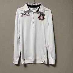 FILA GOLF フィラゴルフ 長袖ポロシャツ M 白 ワッペン ゴルフウェア