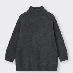 GU パフィータッチオーバーサイズハイネックセーター グレー