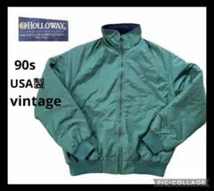 ミ*ン様 90s USA製 HOLLOWAY フルジップ ナイロンフリース ジャ