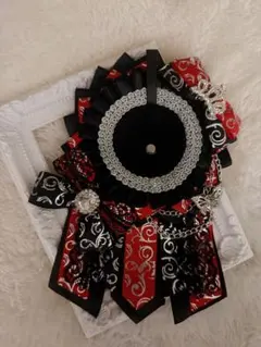 111 ハンドメイド 痛ロゼット ブラック レッド