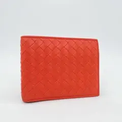 BOTTEGA VENETA イントレチャート 二つ折り財布 レザー オレンジのサムネイル
