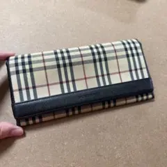 BURBERRY バーバリー 長財布 ノバチェック ボルドー 本革 キャンバス