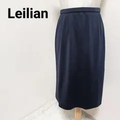レリアン タイトスカート ひざ丈 ミディ丈 ウエストゴム 紺色 綿混 9
