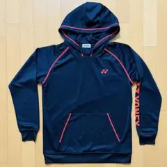 [美品] YONEX フード付きウォームアップウェア ネイビー Lサイズ
