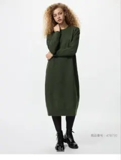 新品UNIQLO スフレヤーンワンピース